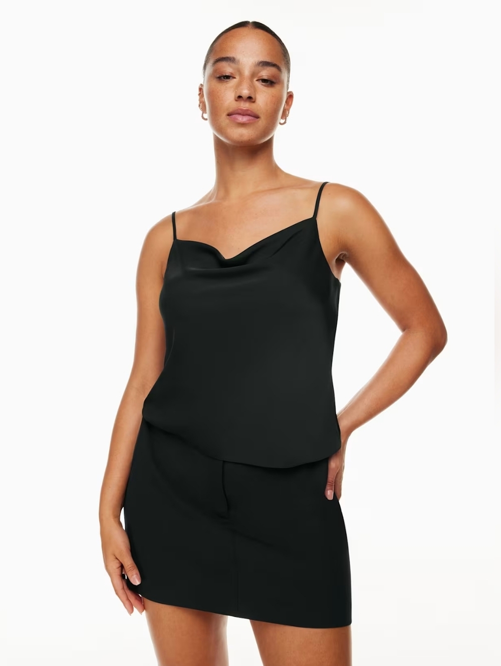 Babaton Aritzia | Black Silky Cowlneck Camisole Tank Size XS